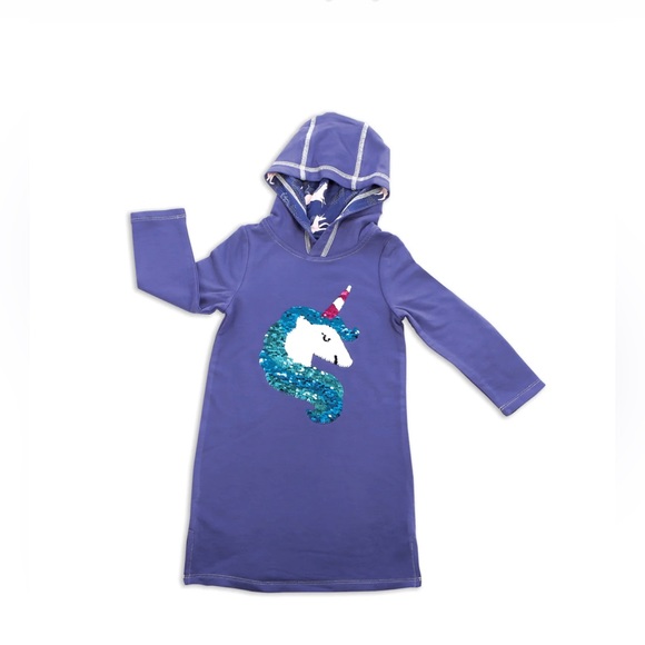 Silkberry Baby Bamboo Fleece Hoodie Dress with Magic Sequins.  Size 2T - Picture 2 of 6
